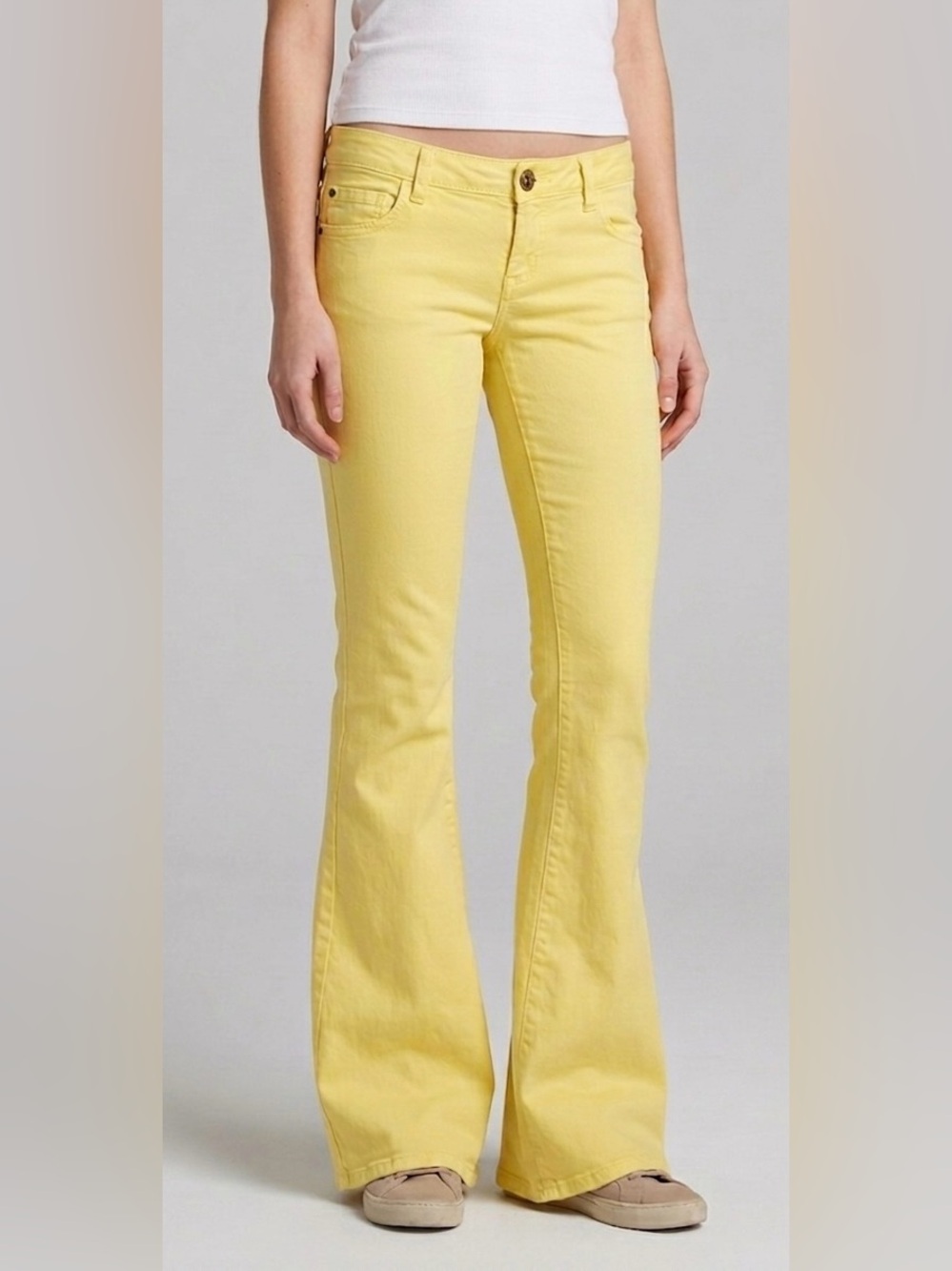 Alice + Olivia Yellow Flare Jeans Low Rise Bell Bottom Pants Vintage Y2K Style